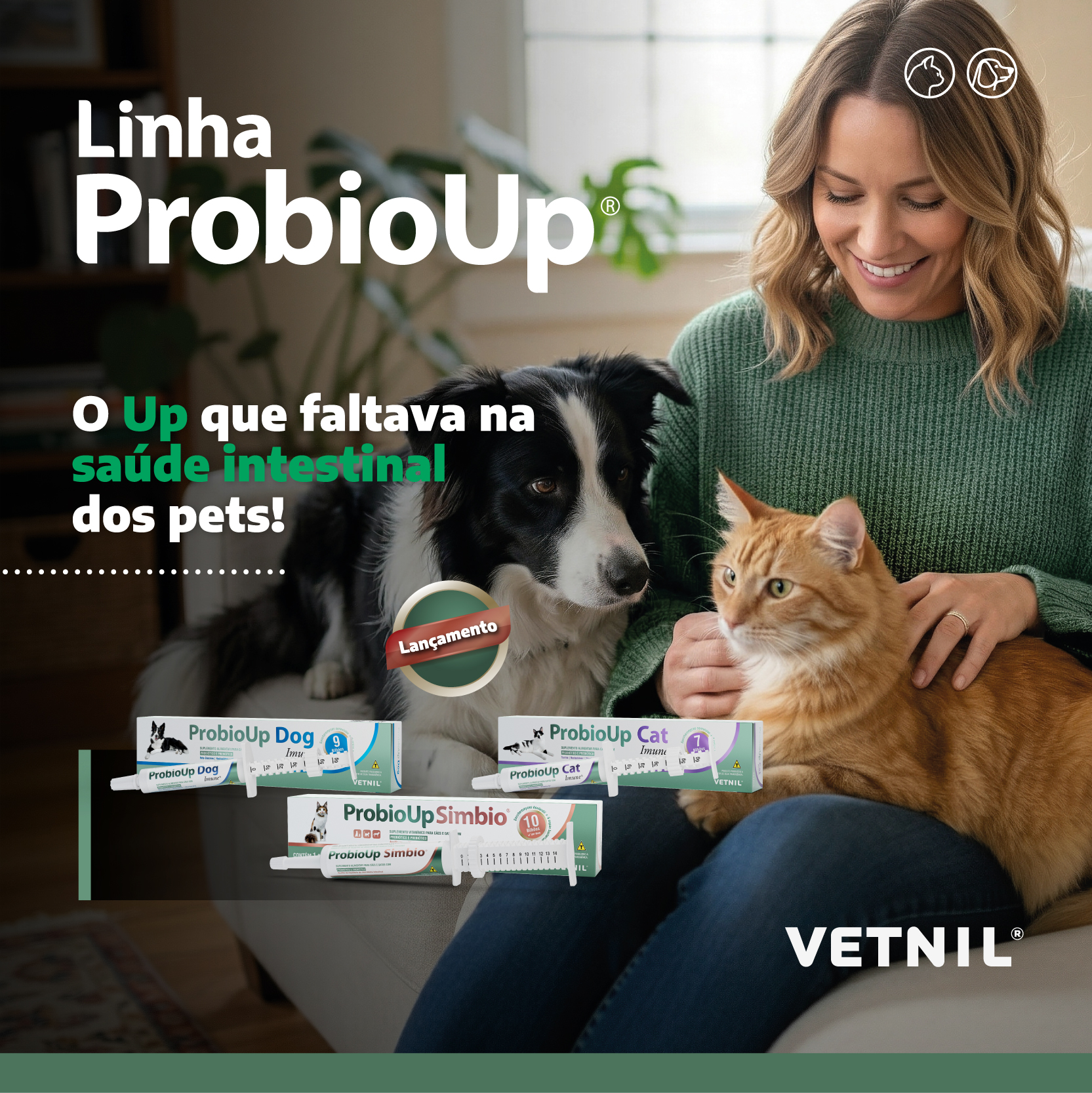 Vetnil® apresenta Probioup®, nova linha focada no bem-estar intestinal de cães e gatos