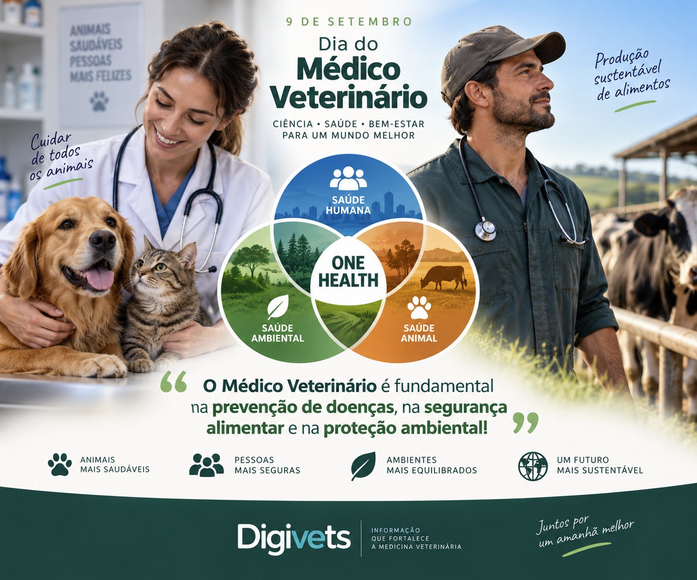 Em 9 de setembro, o Brasil celebra uma profissão que está presente muito além das clínicas e hospitais veterinários. Da segurança dos alimentos ao controle de zoonoses, da produção animal ao vínculo cada vez mais próximo entre pessoas e seus pets, o médico-veterinário tornou-se um dos profissionais estratégicos para uma sociedade que precisa conciliar saúde, produção de alimentos, bem-estar animal e sustentabilidade. O dia do médico-veterinário.